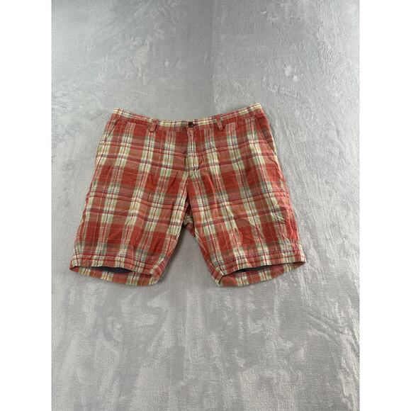 Lands' End Men's Checkered Linen Blend Chino Shorts - Size 38 - Picture 1 of 5